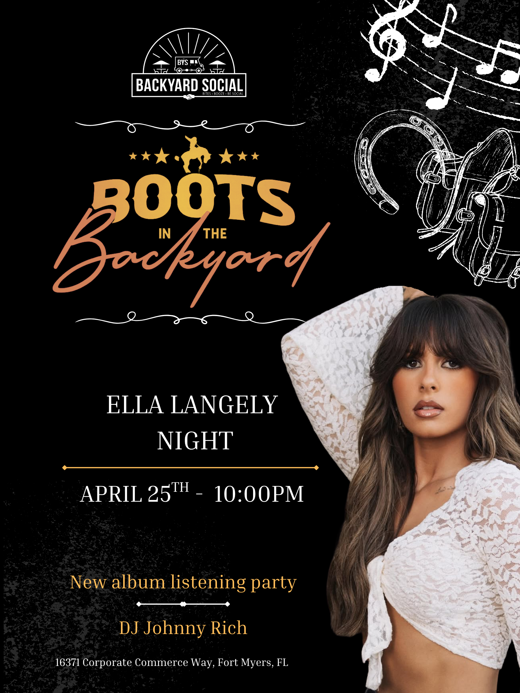 Black And White Illustrative Western Rodeo Event Night Portrait Poster (3)