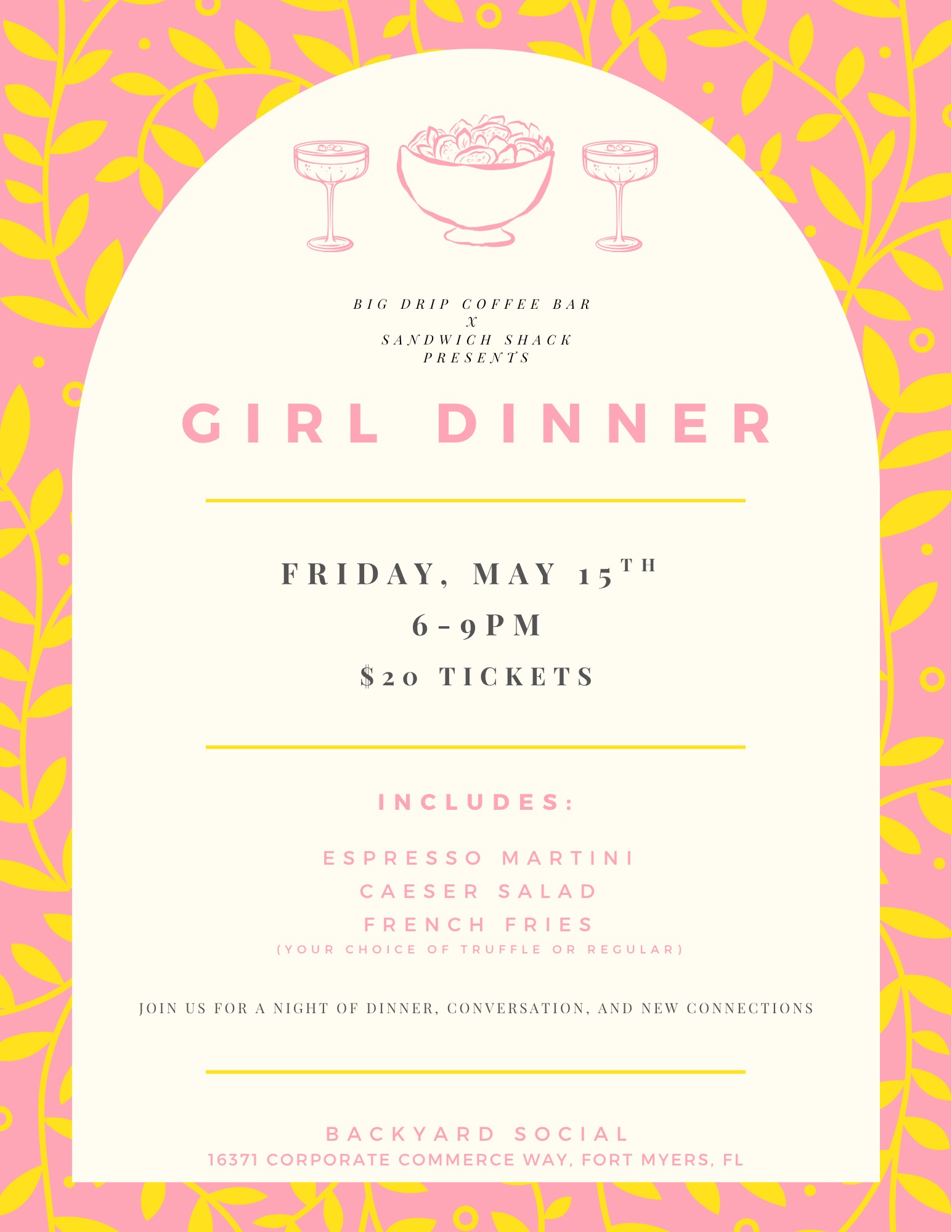 Pink and Yellow Pattern Cocktail Menu - 2